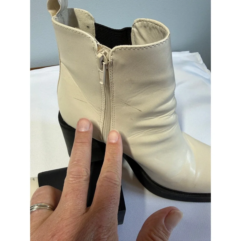 MIA Cream Square Toe Platform Ankle Boots Chunky Block Heel Lug Sole Womens 9M